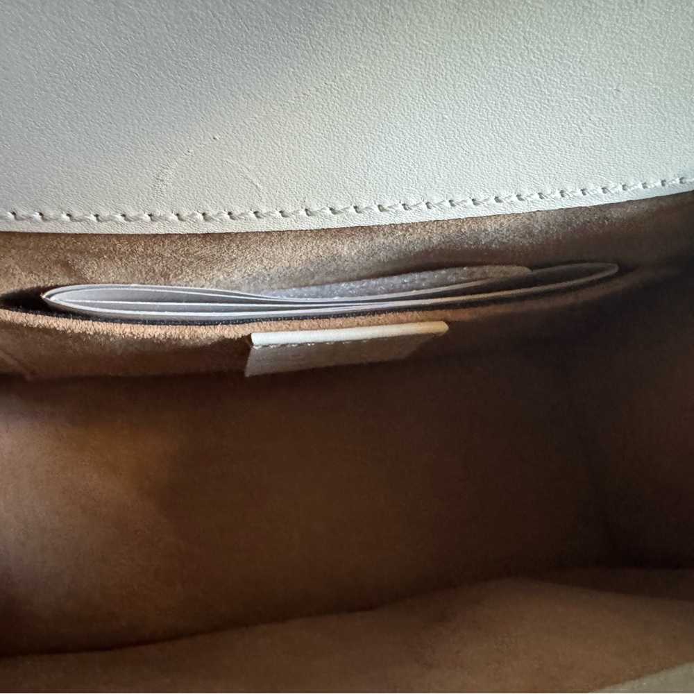 Gucci White Leather Top Handle Satchel with Navy-Red Web & Gold Hardware - Picture 5 of 9